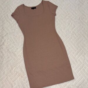 🦅 See You Monday Tan Ribbed Bodycon Dress